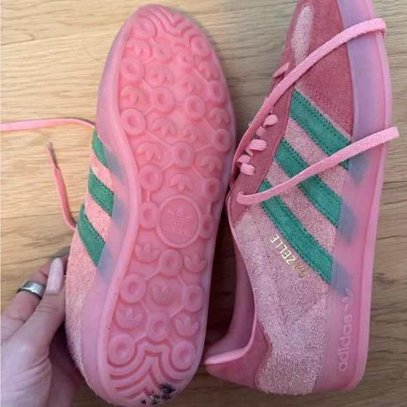 Adidas Pink and Green Suede Gazelle Sneakers - Picture 4 of 4